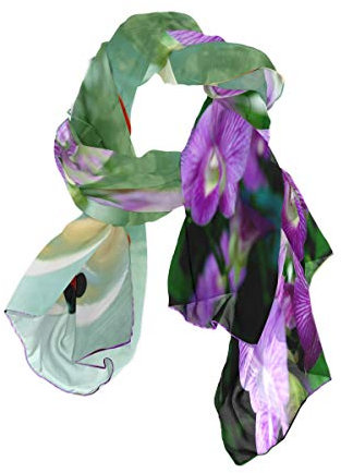 linomo Damen Chiffon Seide Großer Schal Weiß Schwan Liebe Langer Schal Wickel Seidenschal