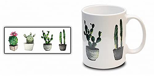 Hogar y Mas Taza de Café Cactus 300 ml, Mug Desayuno Cerámica. Tazas Originales para Regalar 8x9,7 cm - B