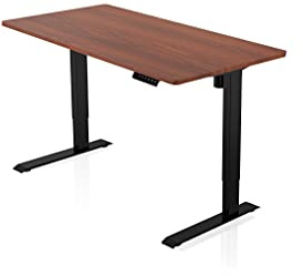 - AGIL - elektrisch Höhenverstellbarer Schreibtisch - Schwarzes Singlemotor Gestell & Wallnussfarbene Tischplatte 120 x 60 cm - Memory Funktion - Ergonomischer Schreibtisch für Kinder und Erwachsene
