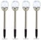 Relaxdays 4 x Gartenleuchte Glaskugel, wasserdichte LED Solarleuchten Bruchglas Optik, weißes Licht, Erdspieß, Wegeleuchte, silber