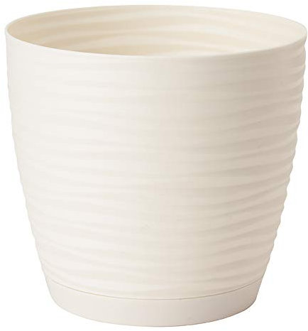 Pots de Fleurs Sahara avec soucoupes - Support intérieur - 23 cm - Crème