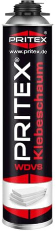 PRITEX – WDVS Klebeschaum 1x 750 ml zum Isolieren, Fixieren & Befestigen – Dämmstoffkleber mit sehr guter Haftung, niedrigem Aushärtedruck & geringer Nachdehnung – Bauschaum für Montagepistole