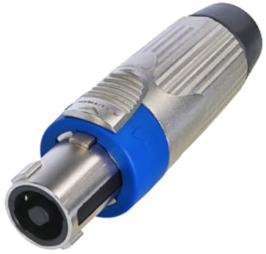 Neutrik NLT4FXX SpeakON 4-polige Buchse, Kabelverbinder, silber-blau, Metallgehäuse, Spannfutter, Zugentlastung, 1 Stück
