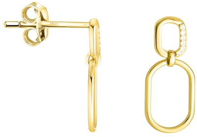 SOFIA MILANI - Damen Ohrringe 925 Silber - mit Zirkonia Steinen - Oval Ohrhänger