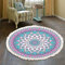 Bohemian Teppich Rund - Mandala Muster Mit Quasten, Waschbarer Baumwolle Für Wohnzimmer Schlafzimmer (80cm, Blau-Rosa)