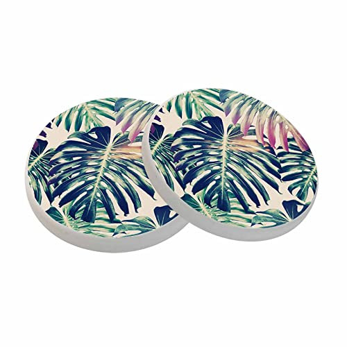 oFloral Tropische Pflanzen-Untersetzer für Getränke saugfähig 2er Set Blätter Wild Monstera exotische Sommer Haus Einweihungsgeschenke neues Zuhause für Tischschutz, 4 Zoll