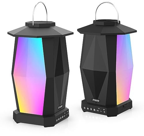 Inwa Outdoor Bluetooth Speakers, Linkable Wireless Speaker Up to 100 Speakers, IPX5 Waterproof, Beat-Driven Light Show, Seamlessly to Phone, TV Box, Projector, Echo Dot, for Patio, Yard, Pool (2 PACK)