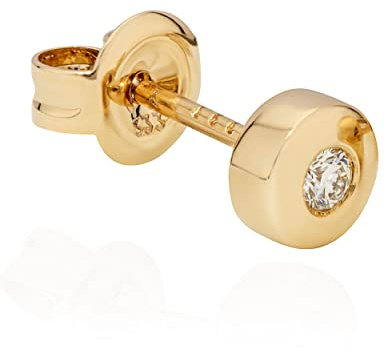 NKlaus Ohrstecker 333 Gelbgold mit Diamant 0,06ct, rund 5mm, 1 Stück | Brillant W/Si; Butterfly-Verschluss; für Herren