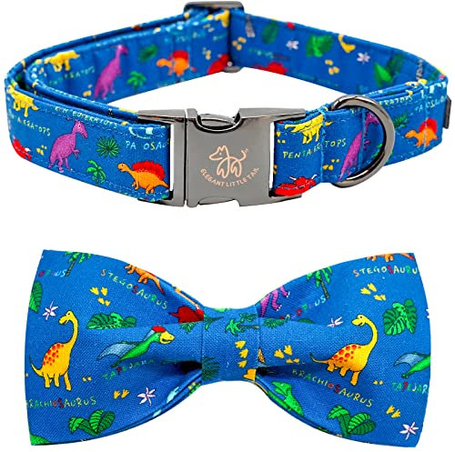 Elegant little tail Hundehalsband, Hundehalsband mit Schleife Dinosaurier Junge Hundehalsband Tierhalsbänder Weiche Hundefliege Verstellbares Hundehalsband für kleine mittlere große Hunde