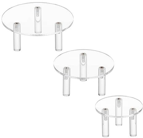FINGERINSPIRE 3 Set Runde Acryl Display Erhöhung 12/10/8 cm 3 Beine Transparente Minifiguren Display Ständer Display Plattform Für Schmuck Figurenmodelle Spielzeuge Dessertkosmetik Oder Kollektionen