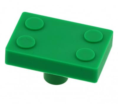 Gedotec Kinder-Möbelgriffe aus Gummi | Baustein - Grün | 1 Stück - Kindergriff-Möbel | KID | Schubladen-Knopf elastisch - speichelfestem Gummi | Möbelknopf - Kinderzimmer | inkl. Befestigungsmaterial