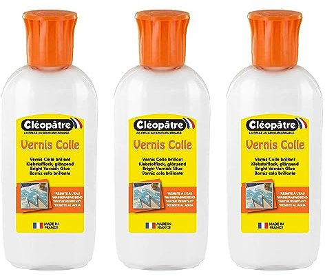 CLÉOPÂTRE Lot de 3 Vernis Colle Brillant en 100g