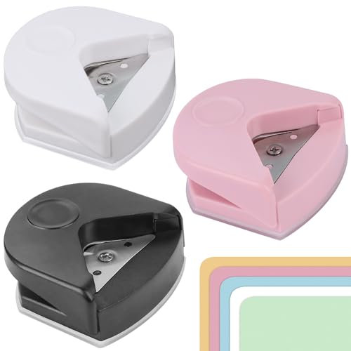 Ezydka Eckenabrunder 3 Stück Tragbare Eckenstanzer 4mm, Mini Eckstanzer, Eckenabrunder für Laminierfolien, Eckenschneider für Laminierfolien Papier Foto Karten Scrapbooking Handwerk DIY, 3 Farben
