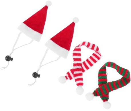 BUGUUYO 4stücke Weihnachtskostüm Kleintiere Teiliges Mit Nikolausmütze Und Schals Für Hasen Meerschweinchen Und Chinchillas Für Weihnachtsfeiern Und Cosplay