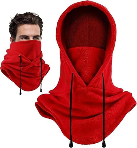 EHOTER Skimaske für Herren und Damen, Sturmhaube, Gesichtsmaske, volle Wintermaske, atmungsaktiv, Sportmaske, Haubenmütze für den Außenbereich, rot, Einheitsgröße