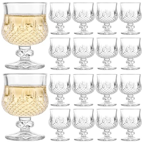 VIDETOL 18 Stück Likörgläser Bleifreies Glas, 45ml Schnapsgläser, Klares Cordial Gläser, Vintage Gläser für Tequila, Brandy, Sherry
