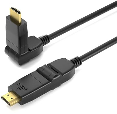 JAMEGA 2m HDMI-Kabel 2.0 Winkelbar Ultra-HD 4K@60Hz High-Speed Ethernet-Cable HDR ARC 3D 18Gbit/s kompatibel mit HDMI 2.0/1.4, Playstation, XBOX, Blu-Ray-Player, DVD, Soundbar, Monitor usw.