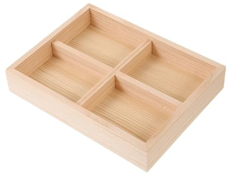 WOFASHPURET Wooden Jewelry Tray Organizer Compartments Pine Ring Necklace Storage Display Plate for Vanity Table Home Decor