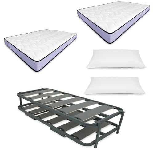 amuéblate online - Cama Completa con 2 Colchones Violeta Reversible + Cama Nido Reforzada, 90 x 190