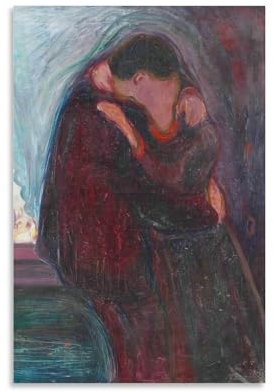 Edvard Munch - Stampa artistica da parete su tela, motivo: Il bacio, riproduzione astratta di pittura a olio romantica, decorazione artistica da parete, stampa artistica da parete, poster da