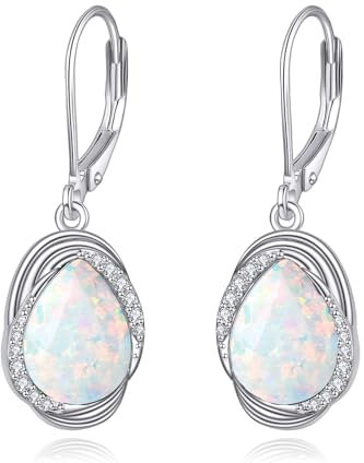 POPLYKE Weiße Opalohrringe für Damen Ohrringe aus Sterlingsilber Boho-Schmuck Geschenk für Frauen