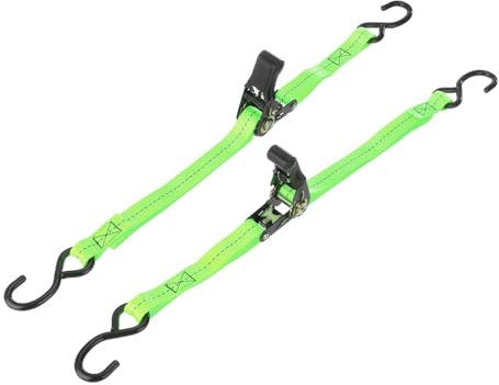 PATIKIL Sangles de Fixation de Tableau Arrière pour Remorque de Bateau 25mm x 1 M / 1 x3.3', Résistance à la Rupture de 1763Lbs, Sangles Réglables à Cliquet avec Crochet en S, Vert