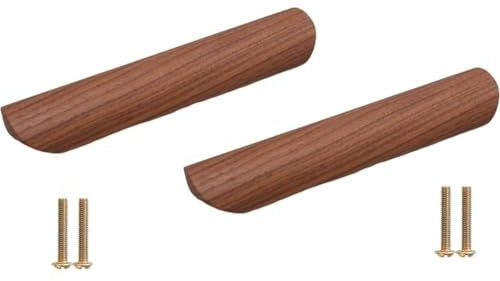 dvegGEE Knöpfe for Schränke, Schubladenknöpfe, Möbelgriff, Schranktürgriff, Holzgriff, Holzschrankgriff, Holzschrankgriff, Kleiderschrankschubladengriff, 2er-Pack,(Brown,64 mm)