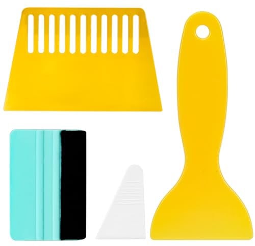 Plastic Squeegee Wallpaper Smoothing Tool Vinyl Squeegee Felt Scraper Vinyl wrap Tools for Wallpaper Installation Window Tint Film Car Film Baking 4Pcs
