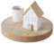 Boltze Home Kerzenhalter mit Häuschen auf Tablett DOMICIL, H. 6,5 cm, Muster:Muster 3