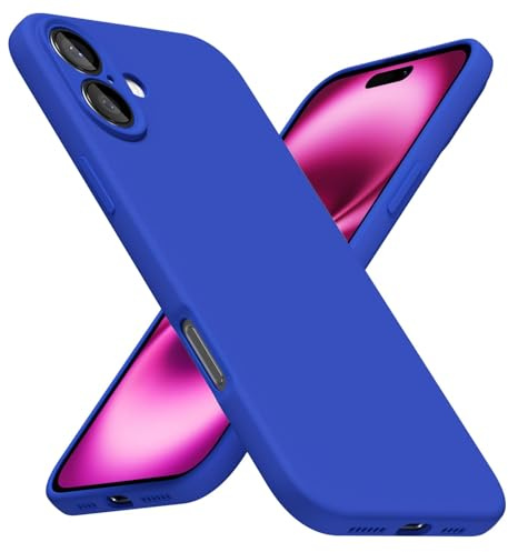 LoeoeL for iPhone 16 Plus Phone Case Silicone, Minimalist Ultra Thin Slim Soft Rubber Gel Solid Color Matte TPU Cute Case for Women Men, Girly Plain Aesthetic Design & Camera Cover, Royal Blue