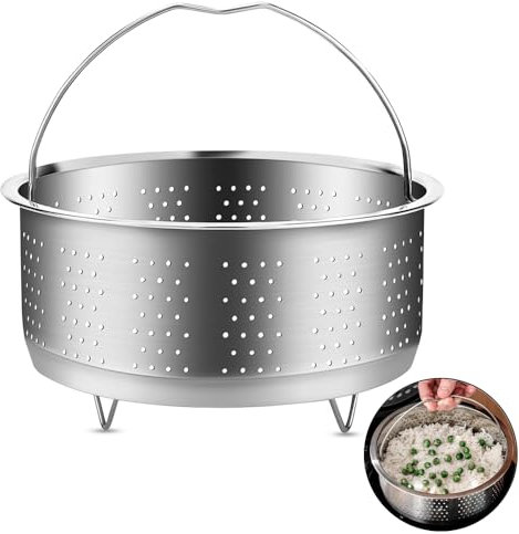 Coztie Vaporera de acero inoxidable 304, inserto al vapor para olla, inserto para olla, colador para ollas, ollas de cocina, olla a presión, guisar verduras, frutas, huevos, 22 cm