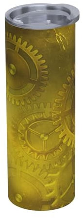 YXDVPALNE Retro Steampunk Mechanism Yellow Water Bottle Insulated 20 Oz Stainless Steel Mug Vacuum Tumbler Water Flask