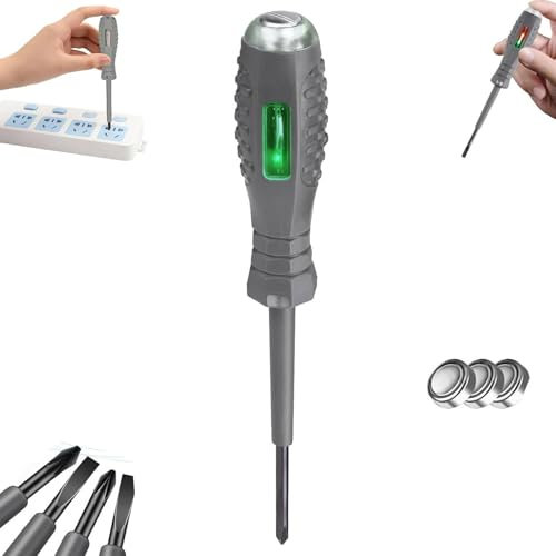 2-in-1 High Torque Strong Magnetic Screwdriver Electricity Detector, High Torque Alloy Dual Light Color Light Measuring Electric Pen, Voltage Detector Pen, Electricity Tester Pen (Cross-Head)