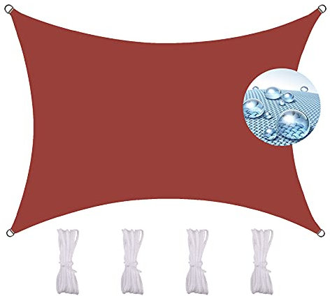 Parasole, 4 x 6 m, rettangolare, blocco UV 90%, per patio, sabbiera, piscina, copertura color ruggine