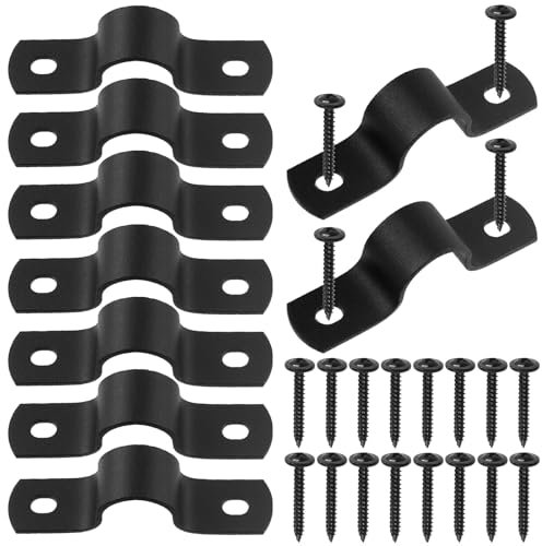 Swpeet 10 abrazaderas de soporte en U de dos agujeros de 15 mm con 20 tornillos autorroscantes, abrazaderas en U, abrazaderas de tubo de metal, abrazaderas de correa de tubo, clips de tensión de