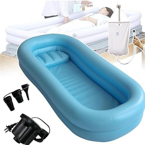 Juego De BañEra De Ducha Inflable MéDica PortáTil Plegable BañEra De PVC con Bomba De Aire EléCtrica BañO En La Cama para Discapacitados Ancianos Pacientes Embarazadas,04