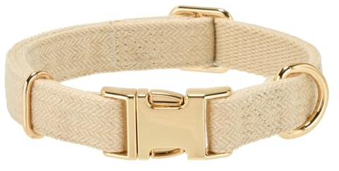 Petiry Tweed Dog Collar Medium,Quick Release Metal Buckle,Beige