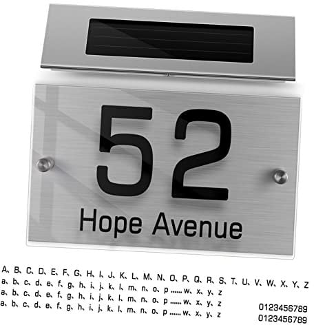 PartyKindom Solar House Number Sign with Led Light Solar-powered Doorplate Lamp for Outdoor Use Easy Installation for Gardens Patios Pathways