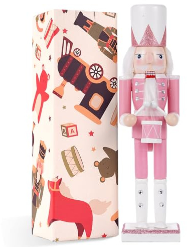 VorFor Pink Drum Soldier Nutcracker Soldier,Pink Series 30CM Nutcracker Christmas Decorations Decoration,Creative Craft Ornament,Used as Ornament