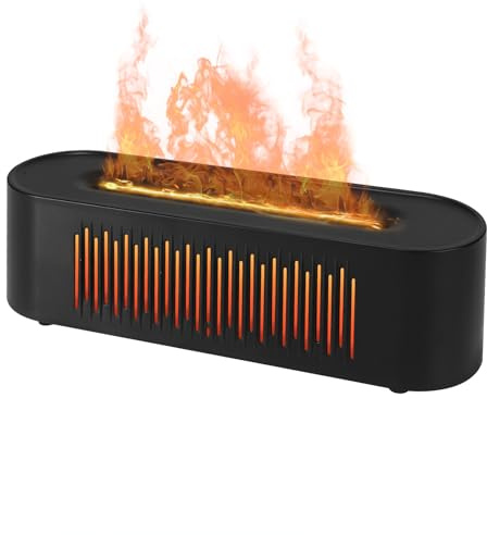 Vulkan Luftbefeuchter Flammen Aroma Diffusor: 260ml Aromatherapie Luftbefeuchter 7 Farbige Nachtbeleuchtung Luftbefeuchter mit Automatische Abschaltung,für Schlafzimmer (Schwarz)