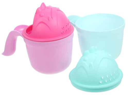 2 Stück Babyshampoo Becher aus Pp, Niedlicher Waschbecher für Babys | Ergonomischer Griff, Feiner Wasserfluss, Tränenfreies Ausspülen, Platzsparendes Design