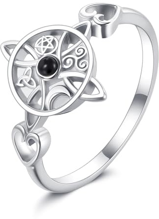 CUPENDA Hexen Knoten Ring 925 Sterlingsilber Hexen Keltischer Knoten Ring Irischer Heidnischer Wicca Valentinstag Schmuck für Damen-55 57