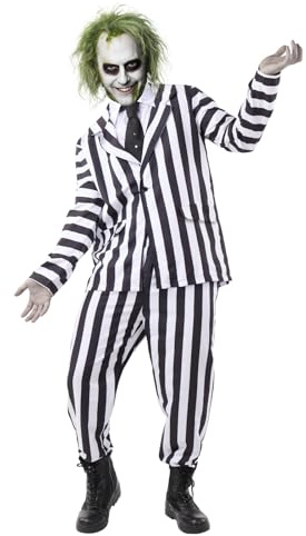 Funidelia Disfraz Oficial de Beetlejuice para hombre, Tim Burton, Incluye americana, pantalón y corbata - Traje para adultos para fiestas, Carnaval y Halloween