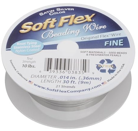 Soft Flex Draht, 21-strängig, 0,35 cm x 76,2 m, Satin-Silber, Edelstahl, 1/3 mm
