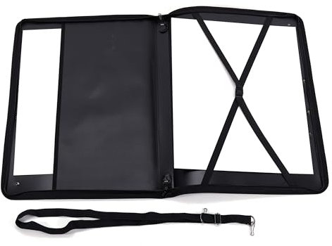 Praktische KÜNSTLERMAPPE PORTFOLIO A2 | für Unterlagen bis Format Din A2 | schwarz, 62x45x4 (LxHxT), Kunststoff | Transportmappe, Dokumententasche, Präsentationsmappe