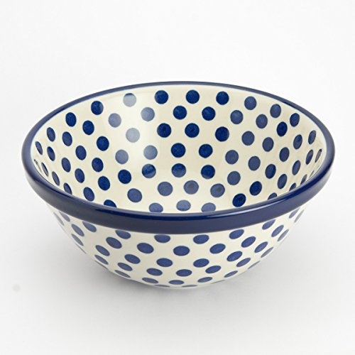 Polish Pottery 17cm Dessert Bowl - Small Blue Dot