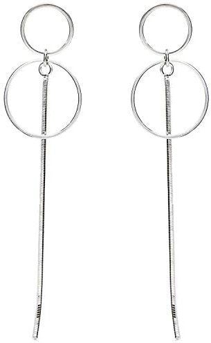 MYA art Damen Ohrringe Ohrstecker 925 Sterling Silber Ringe Kreis Offen Anhänger mit Stab Hängend in geometrische Formen Ohrhänger Modern XXL MYASIOHR-83