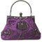DA BODAN Vintage Floral Perlas Rhinestone Bordado Clutch Lentejuelas Boda Fiesta de Prom Bolsa Novia Señoras Crossbody Novia Bolso, morado, 22cm*21cm
