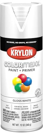 Krylon K05545007 COLORmaxx Spray Paint and Primer for Indoor/Outdoor Use, Gloss White 12 Oz (Pack of 1)