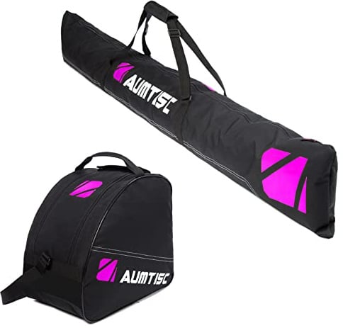 AUMTISC Skitasche Set Skisack &Skischuhtasche Längenverstellbare Bis 200 cm für 1 Paar Ski & Skischuhe